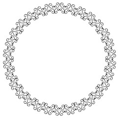 Black round vintage frame on a white background. JPG, 300 DPI.