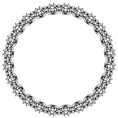 Black round vintage frame on a white background. JPG, 300 DPI.