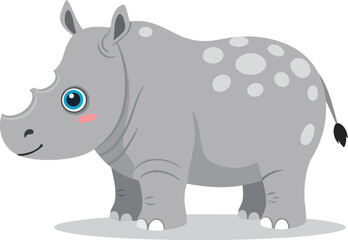 Cute baby rhino cartoon illustration