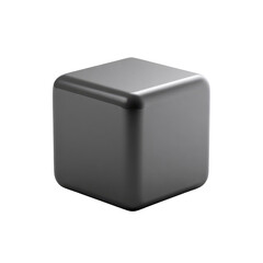 A grayscale, glossy, 3D cube.  Smooth, rounded edges