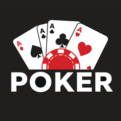 Retro casino and poker monochrome logo sign badge vector isolated. Vintage gambling and casino logo vector design. Vintage design element for casino and gambling in white background