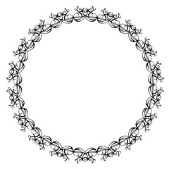 Black round vintage frame on a white background. JPG, 300 DPI.