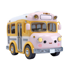 Cute 3D Cartoon School Bus in Glossy Pastel Style for Fun and Playful Designs