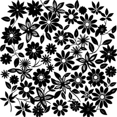 Lush Black and White Floral Garden Art