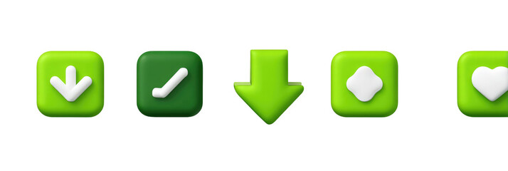 Obraz premium Four square icons in lime green with white symbols