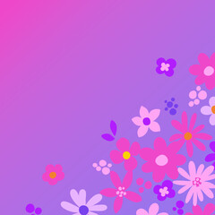 Floral background for post social media and greeting card, digital illustration.