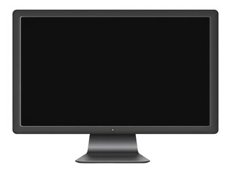 A dark gray computer monitor.  The screen is black.  Sleek, rectangular design
