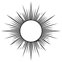 Circular design; sunburst frame; yin-yang symbol