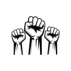  Black and white clenched fist held in protest vector illustration