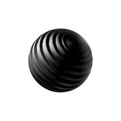 Dark metallic sphere with concentric, ribbed texture
