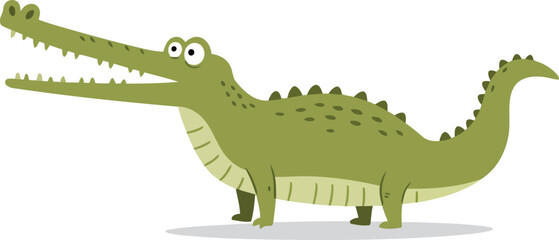Cute cartoon alligator smiling wide