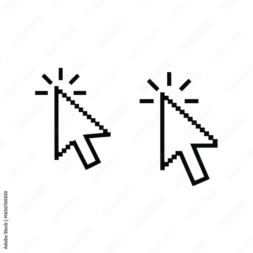 Poster vector illustration of pixelated computer cursor icons for clicking and selection
