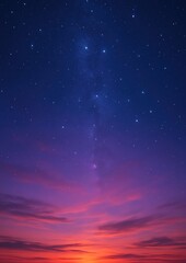 Vibrant sunset meets starry sky.