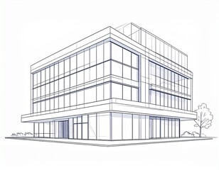 Fototapeta premium Firefly_Flat vector minimalist drawing of a modern building with thin elegant lines, simple geometry