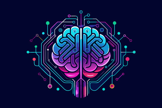 Vibrant digital brain circuitry pulsates with neon energy representing artificial intelligence and futuristic neural networks powering innovation and complex thought processes.