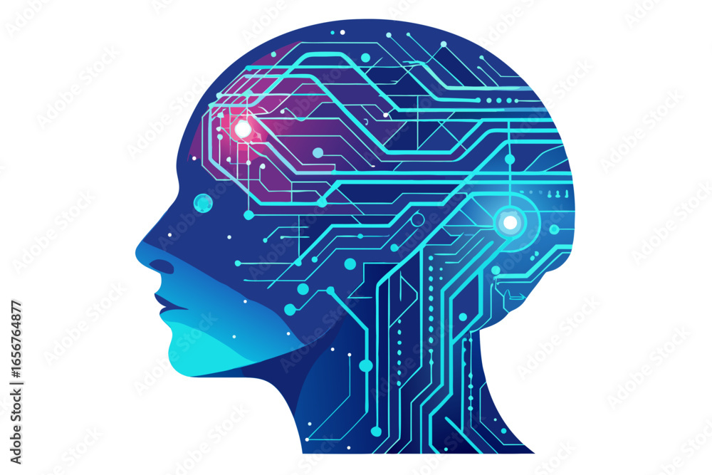 Poster experience the future of innovation with a stunning digital mindscape, showcasing advanced ai and ne