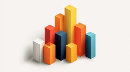 Fototapeta premium A bar chart clipart, analytics element, geometric 3D illustration, vibrant primary colors, isolated on white background.