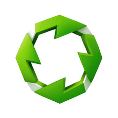 Circular, vibrant green graphic with white accents.  Arrows/triangles form a continuous ring, creating a dynamic, energetic design