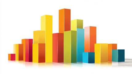 Fototapeta premium A bar chart clipart, analytics element, geometric 3D illustration, vibrant primary colors, isolated on white background.