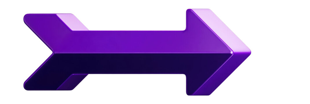 Purple arrow graphic, directional, 3D effect