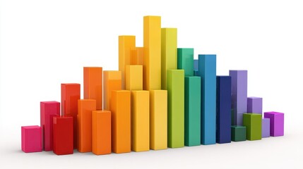A bar chart clipart, analytics element, geometric 3D illustration, vibrant primary colors, isolated on white background.