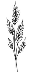 Dark stylized plant, possibly wheat or grass, with small light speckles