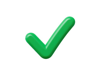 Bright green checkmark icon.  3D effect, bold