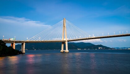 Fototapeta premium Cable-stayed bridge at dusk