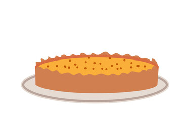 Delicious cheesecake on white plate with decorative crust.