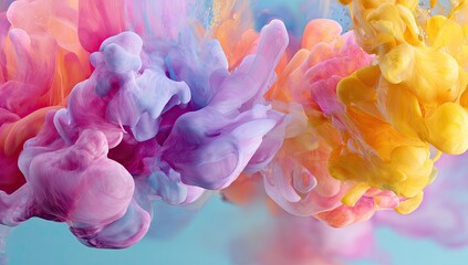 Fototapeta premium Vibrant abstract ink swirls in pastel colors