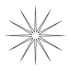 A symmetrical radiating starburst design in black