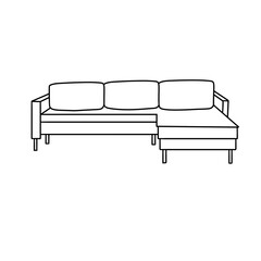 A white couch with three pillows on it