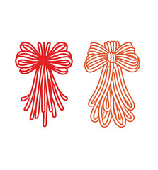 Fototapeta premium Two stylized red and orange bows