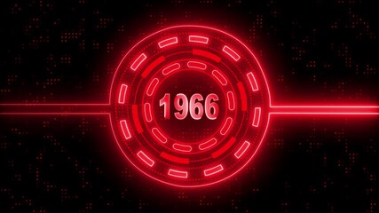 1966 text with screen effects of technological failures.  Past year technology concept ..