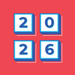 Happy New Year 2026 Blocks Vector