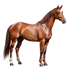 Obraz premium Majestic Chestnut Horse Portrait with Elegant Stance and Graceful Musculature Against a Black Backdrop