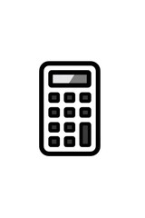 Simple white calculator icon on black background