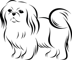 Two dogs in a row tribal silhouette tattoo vector illustration