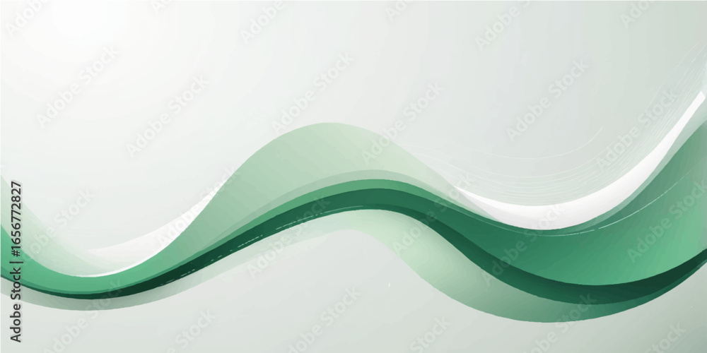 Poster abstract green wave background with flowing lines and modern design elements