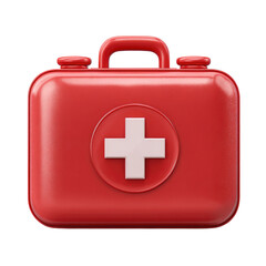 Obraz premium Red first-aid kit, rectangular box, with white plus sign