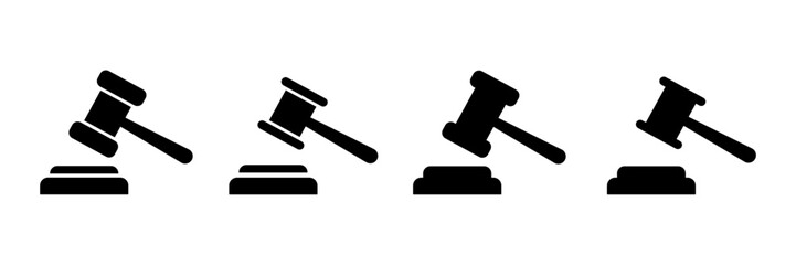 Set of gavel icons. Court hammer vector. Legal icon vector. Auction gavel.