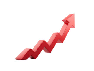 Red upward trending graph.  3D stylized arrow chart