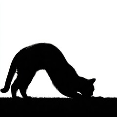 Obraz premium Silhouette of a cat in a graceful arching pose.