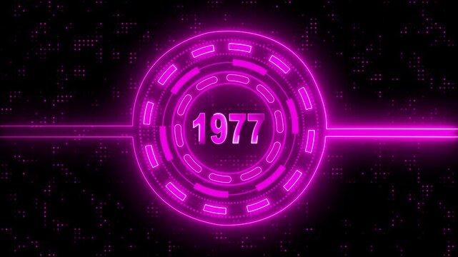 Virtual Technology Timeline Intro &ndash; 1977 Highlight. Cyber Technology Digital Timeline Motion Graphic &ndash; 1977.