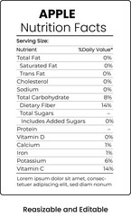 Apple Nutrition Facts Label with Serving Size and Daily Values on White
