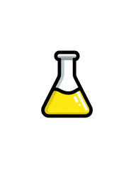 Simple flat illustration of a yellow liquid-filled conical flask