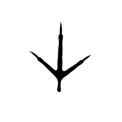 Fototapeta premium Black Bird Footprint Icon – Solid Vector with Three Forward Toes and One Backward Toe on White Background, Sharp Minimalist Design