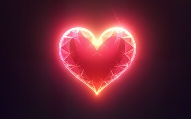 Glowing heart symbol radiating energy, perfect for Valentine's Day, love, passion, and emotional concepts. High quality