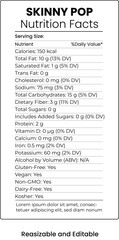 Fototapeta premium Skinny Pop Nutrition Facts Label with Calories, Fats, Proteins, and Daily Values