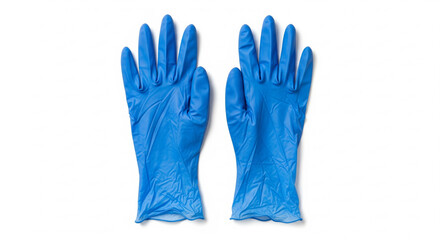 Obraz premium Pair of Blue Disposable Gloves on White for Medical, Safety & Hygiene